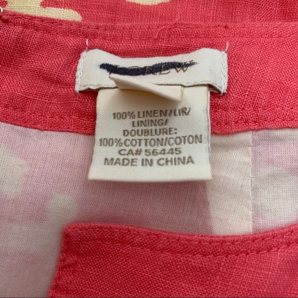 J.Crew Linen Coral Java Shift Dress Size 6 - Picture 7 of 7